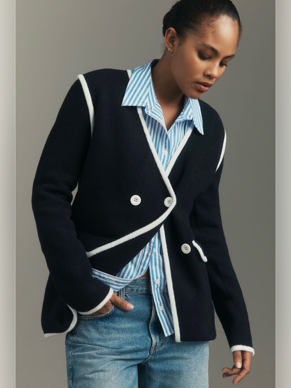 NVLT knit double breasted blazer